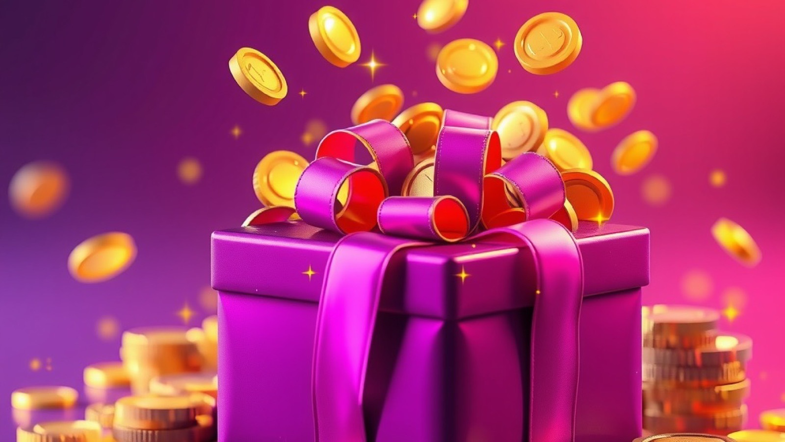 Diwa Spin diwa spin promotions for indian players artwork showing a wrapped gift box bursting with gold coins and ribbon streamers